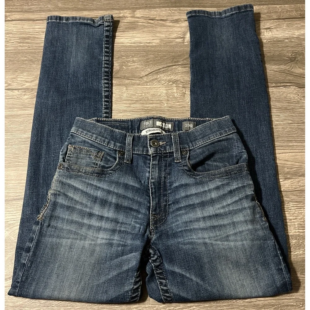 BKE Men's Jake Straight‎ Stretch Mid Rise Dark Wash Jeans Size 29 (29x31)
